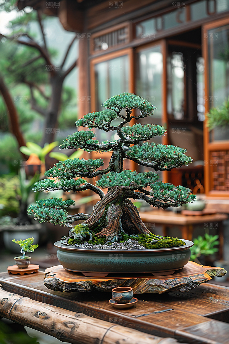 黑松盆景中国风高雅摄影图