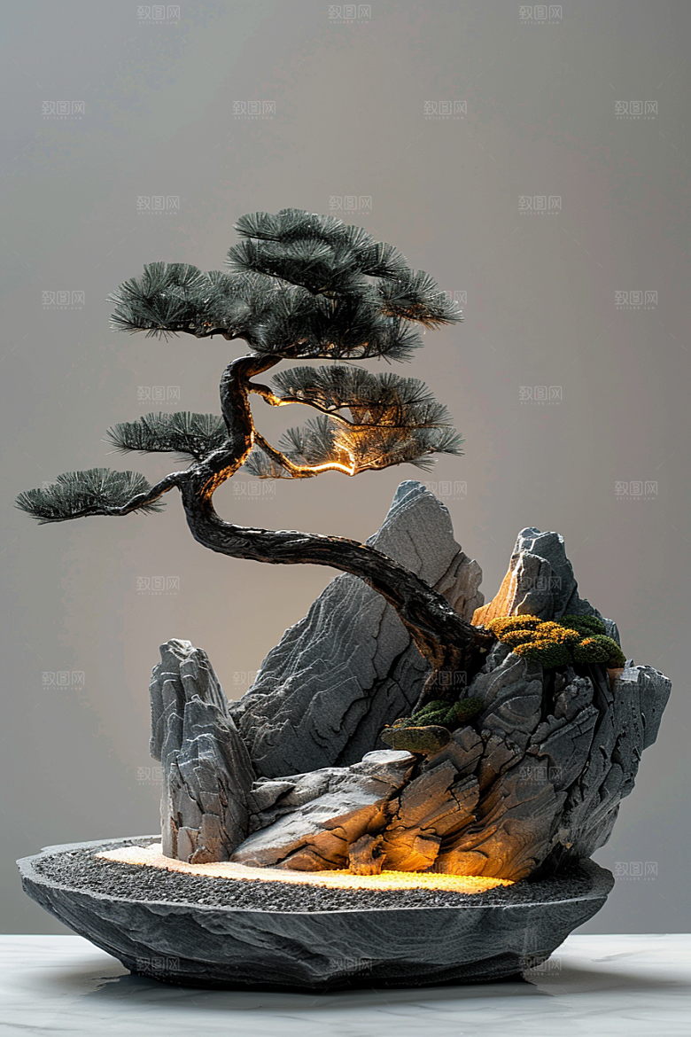 黑松盆景中国风装饰摄影图