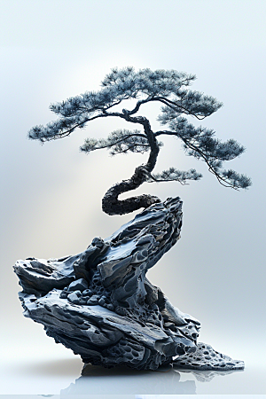 黑松盆景松树文化摄影图
