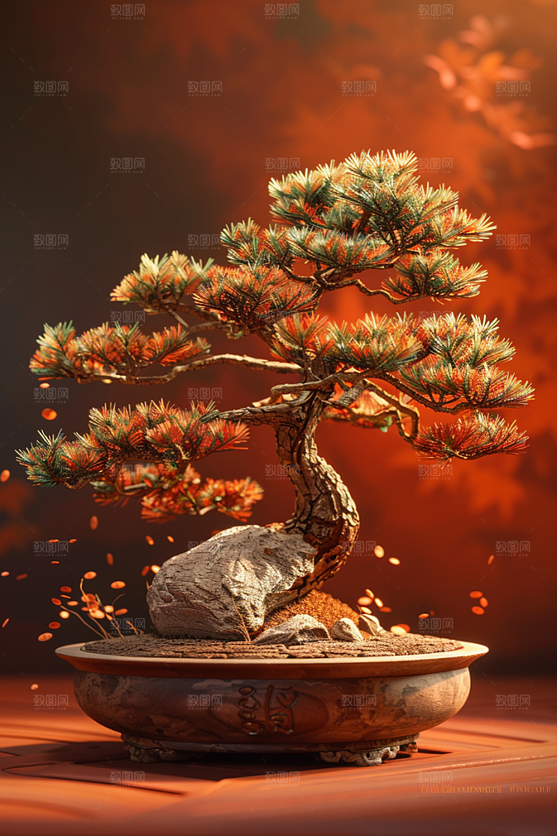 黑松盆景雅致自然摄影图