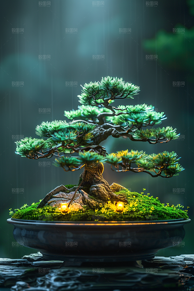 黑松盆景自然高清摄影图