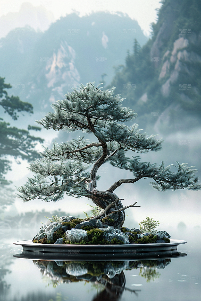 黑松盆景雅致自然摄影图