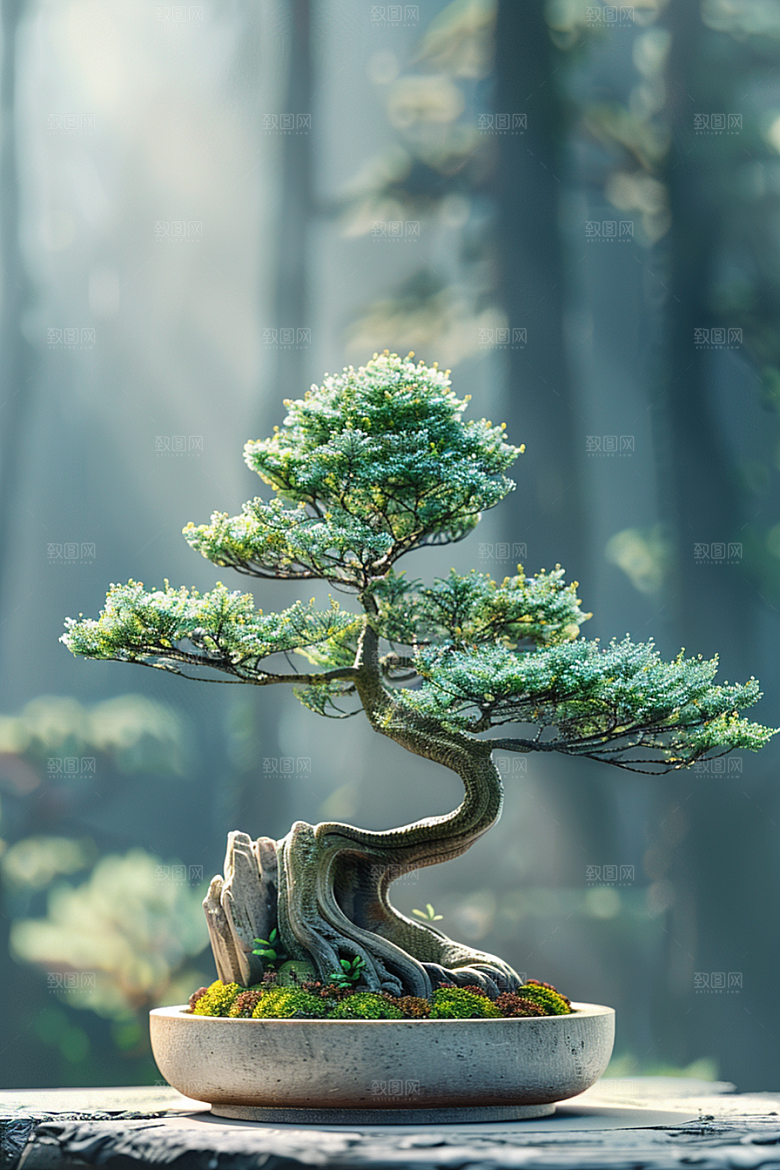 黑松盆景高清中国风摄影图