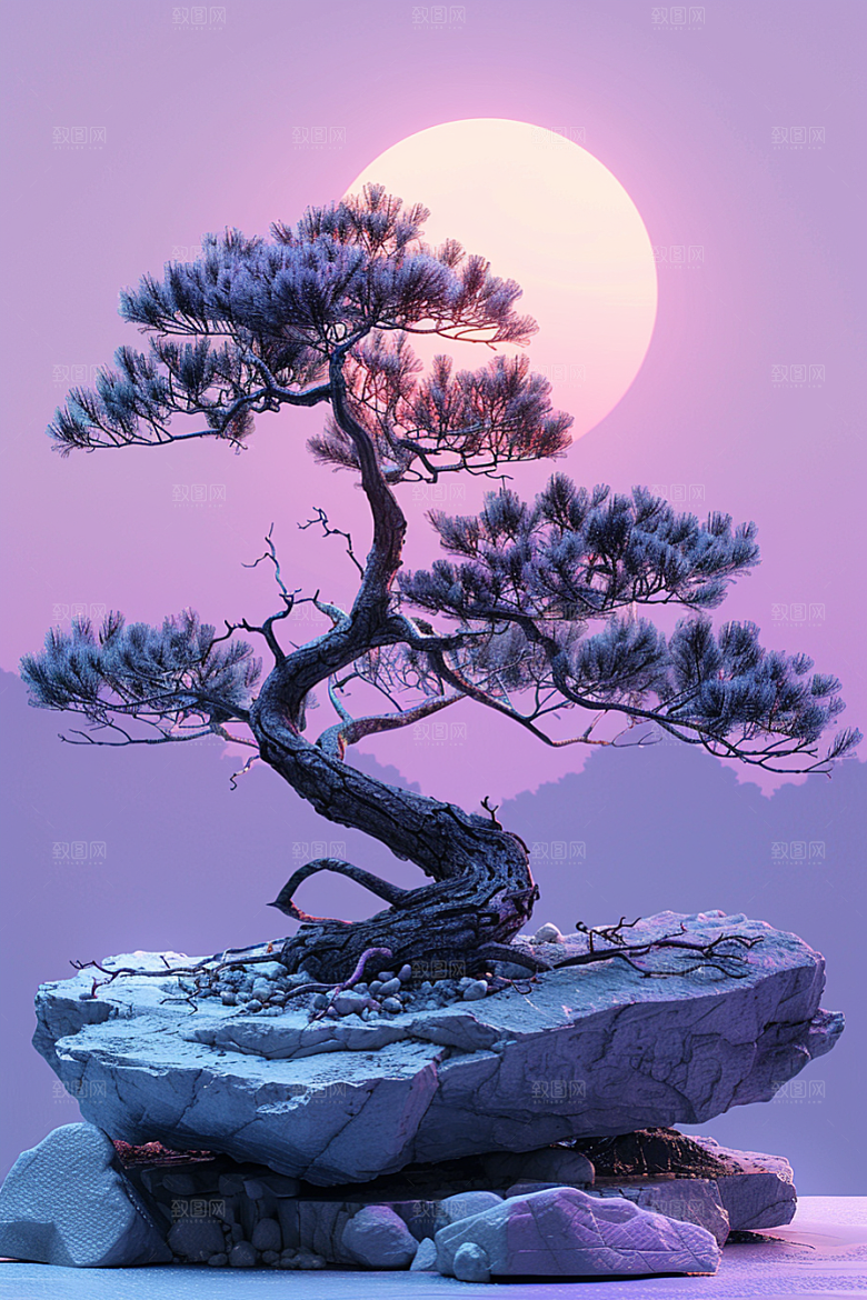 黑松盆景自然文化摄影图