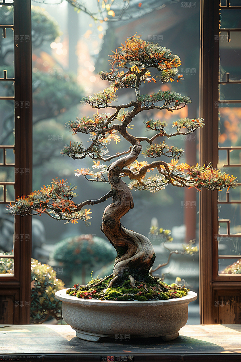 黑松盆景高清高雅摄影图