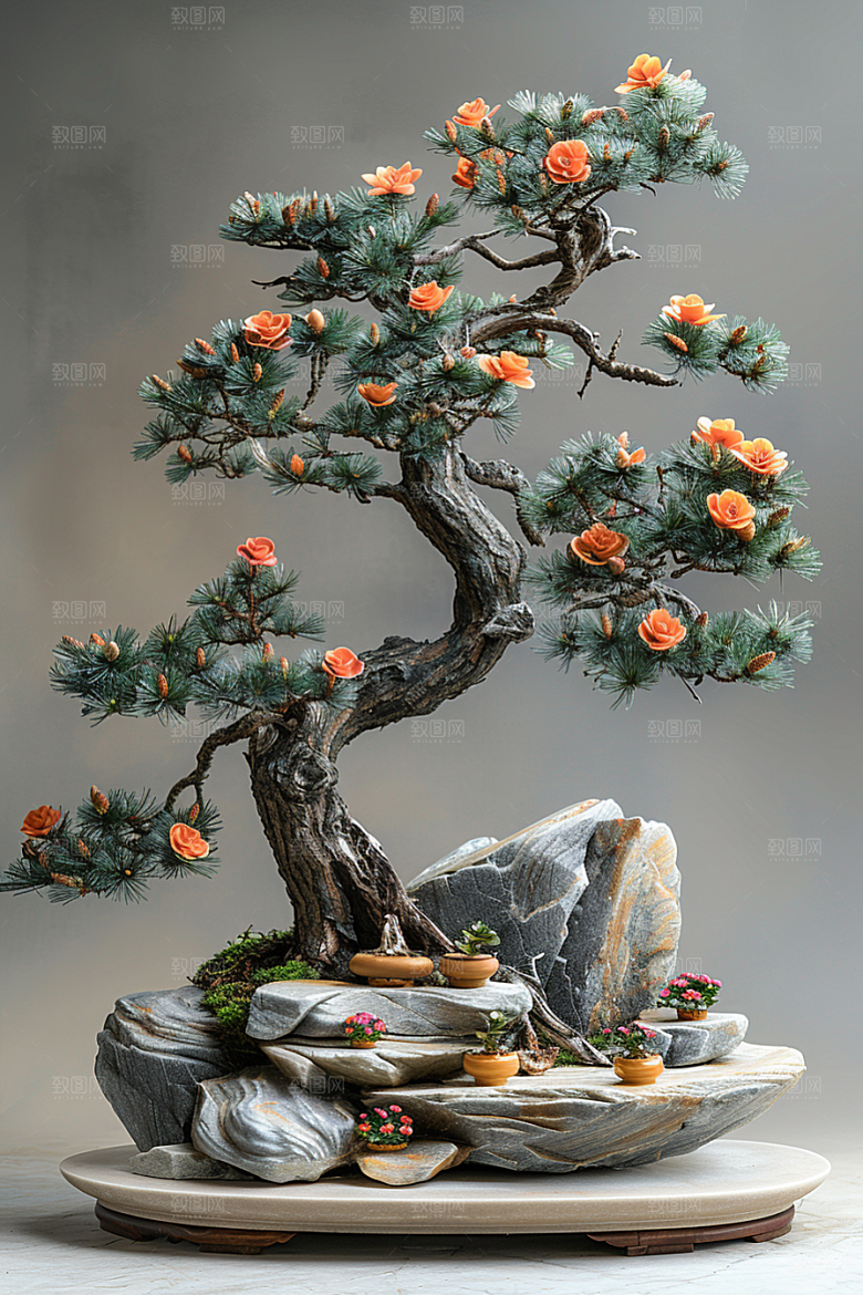 黑松盆景高雅文化摄影图