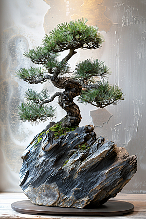 黑松盆景自然高雅摄影图