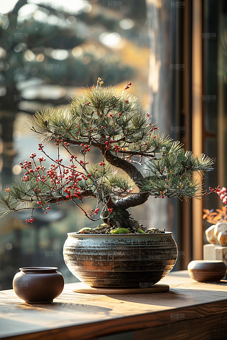 黑松盆景中国风高雅摄影图