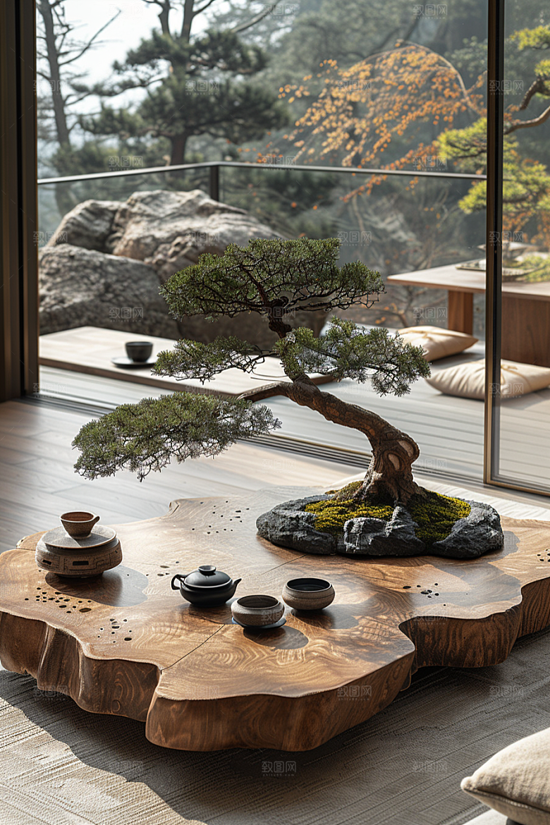 黑松盆景中国风装饰摄影图