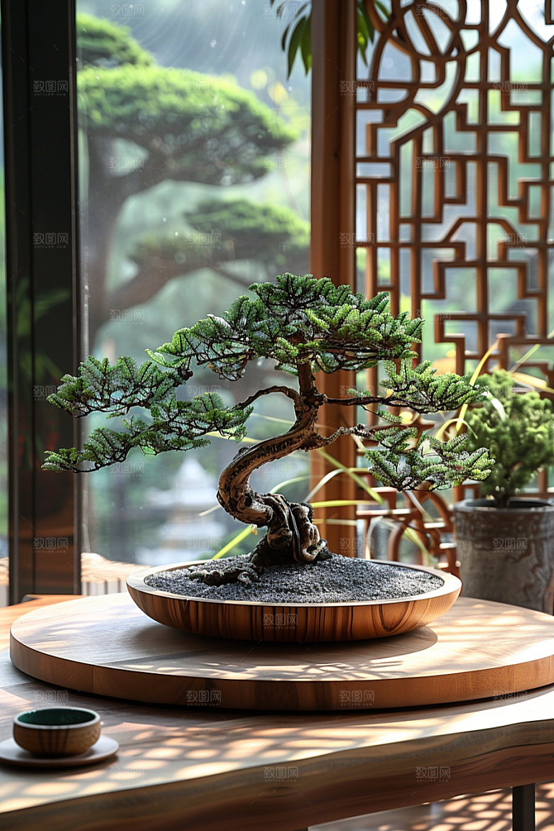 黑松盆景文化中国风摄影图