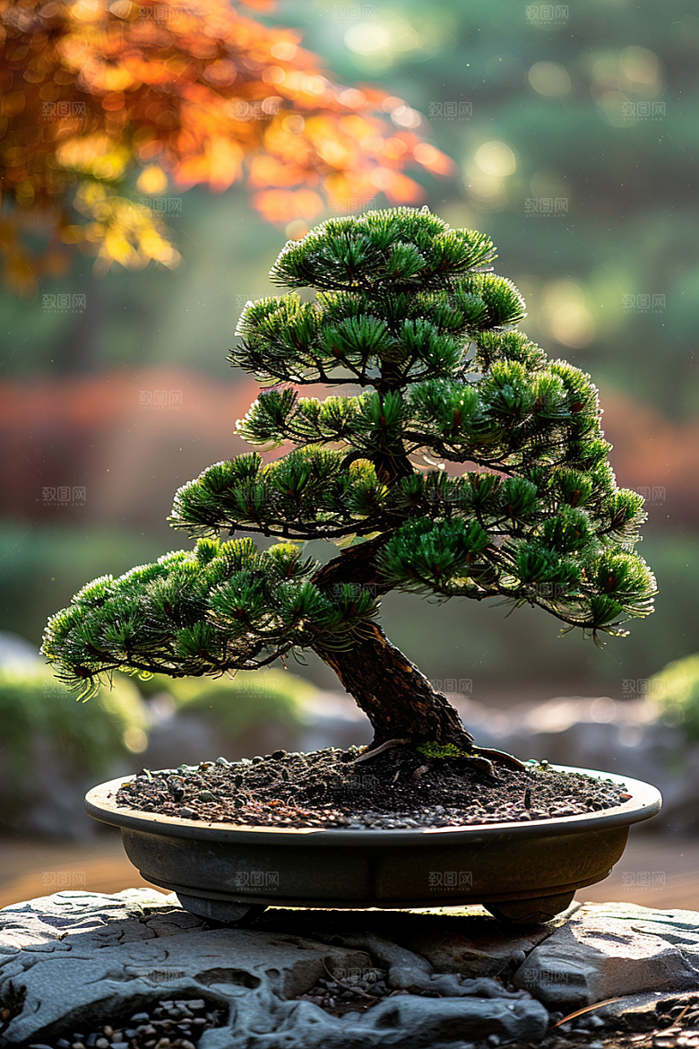 黑松盆景中国风植物摄影图
