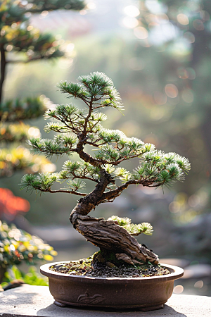 黑松盆景植物文化摄影图