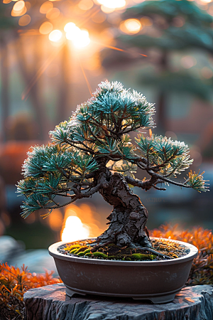 黑松盆景植物高清摄影图