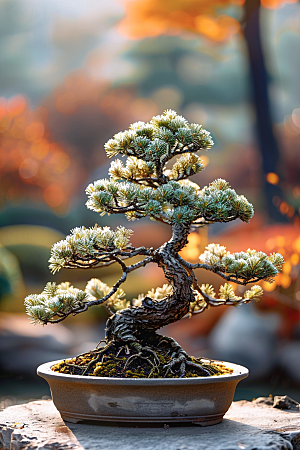 黑松盆景高清植物摄影图