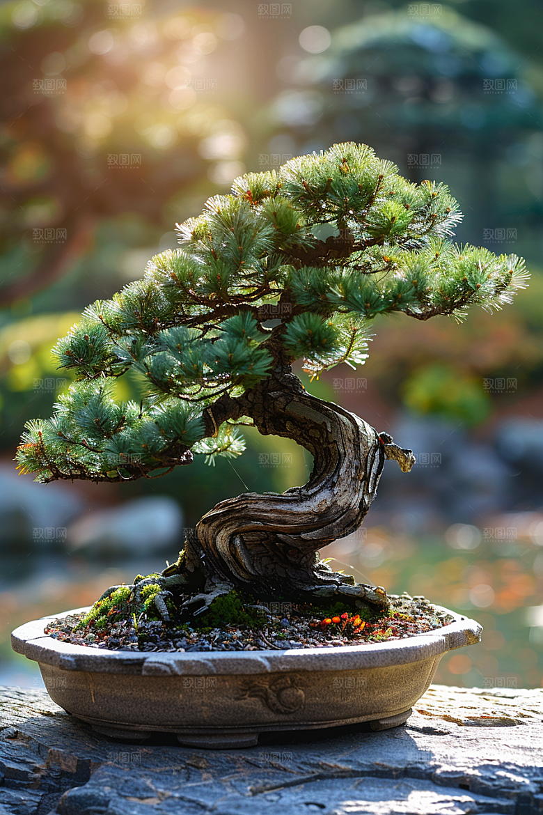 黑松盆景雅致高清摄影图