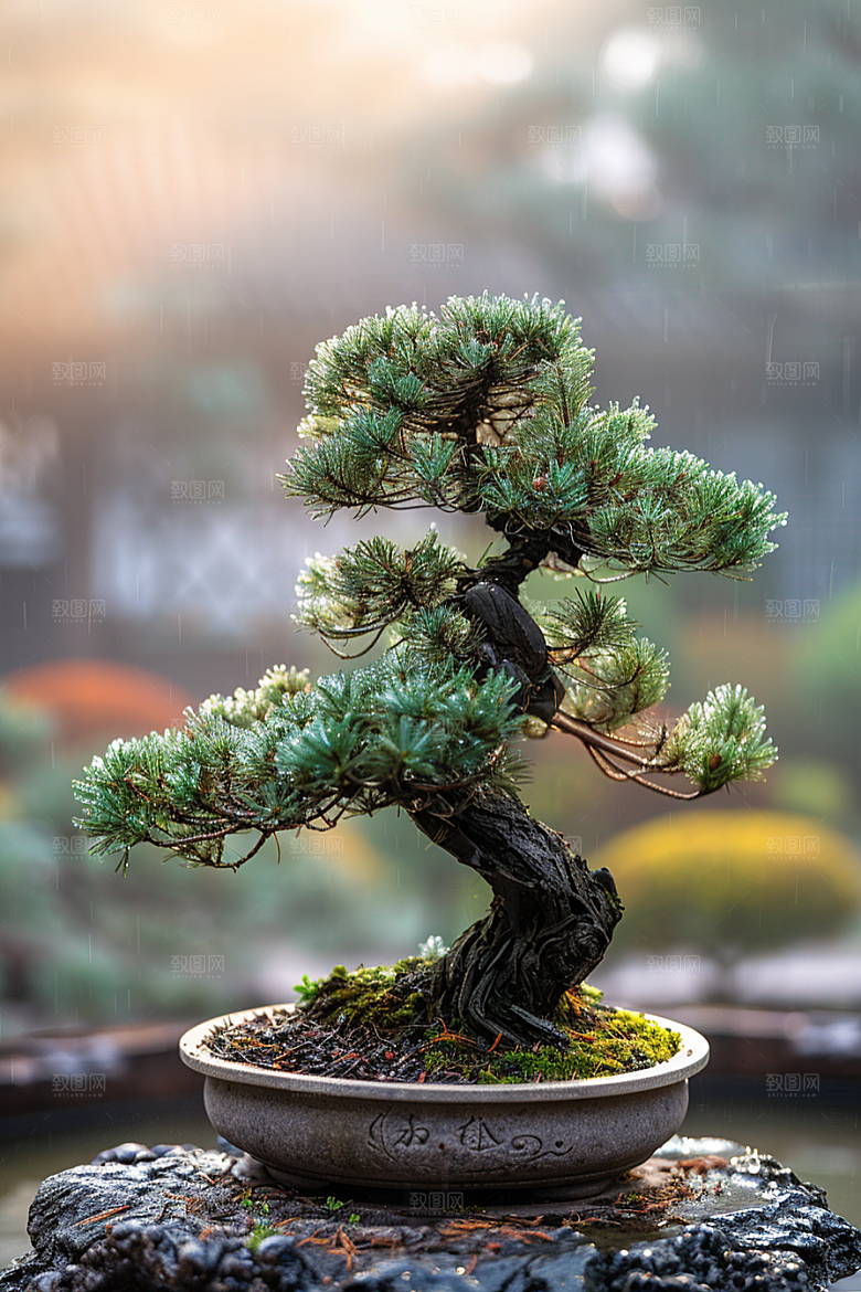 黑松盆景文化自然摄影图