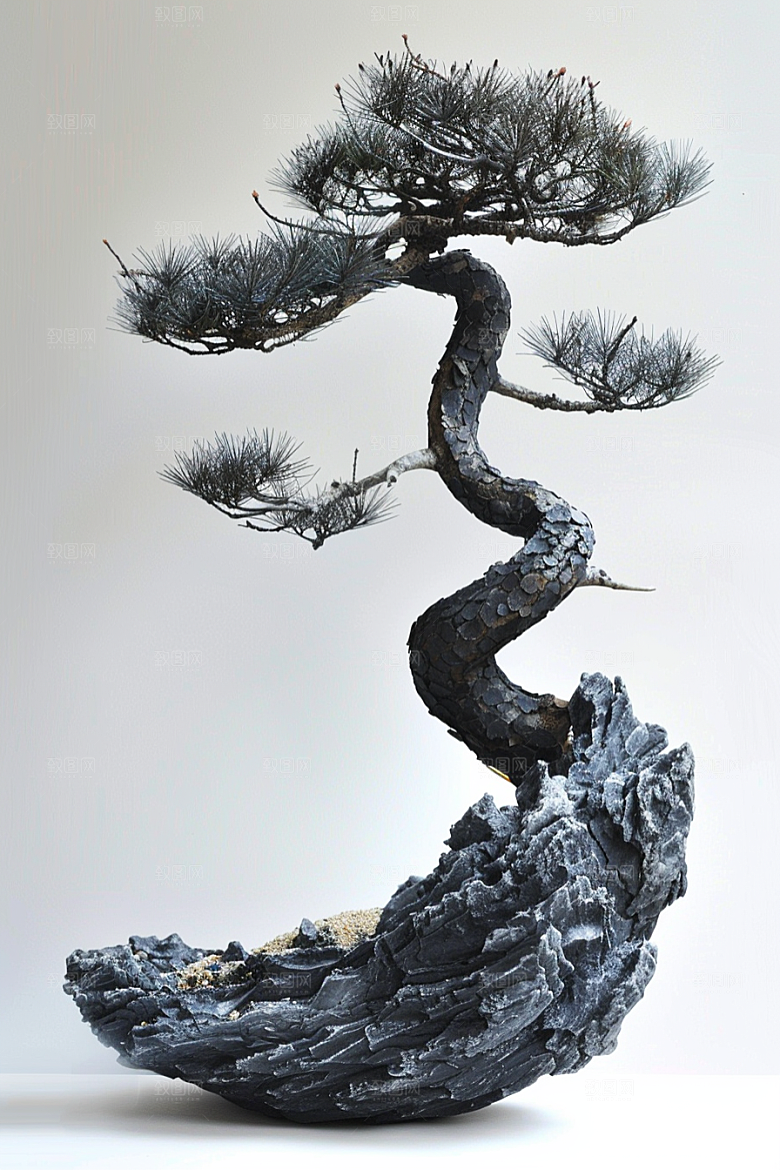 黑松盆景松树自然摄影图