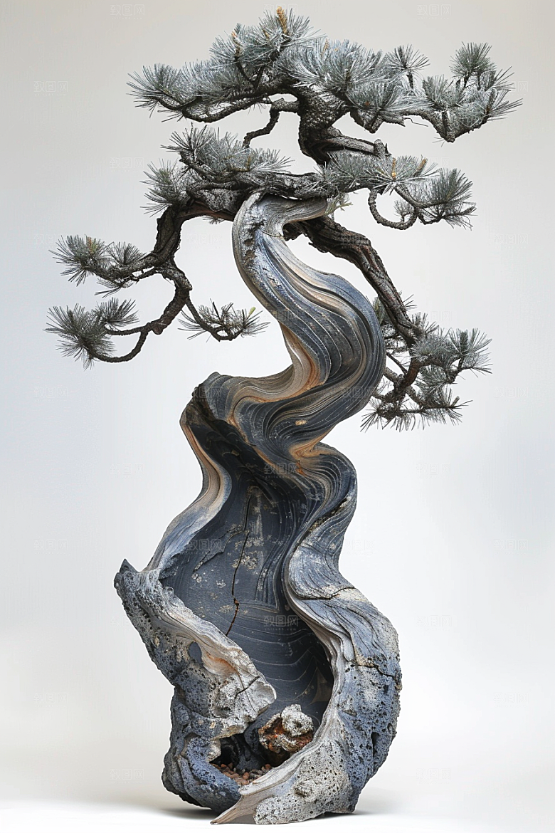 黑松盆景松树自然摄影图