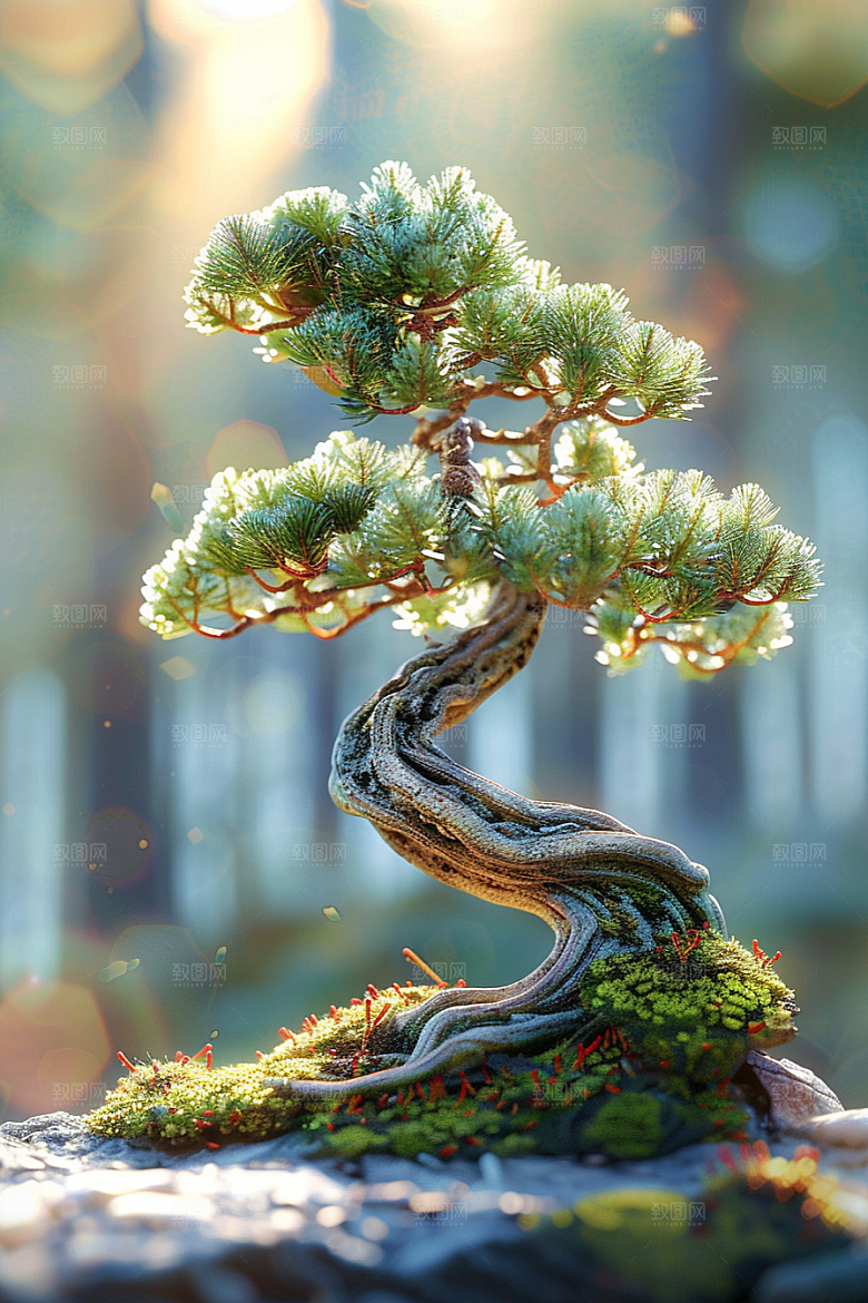 黑松盆景中式自然摄影图