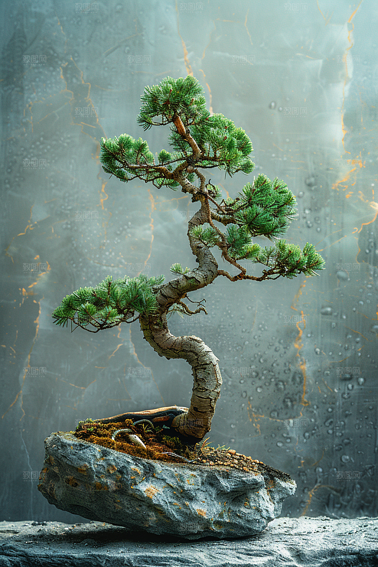 黑松盆景中国风文化摄影图