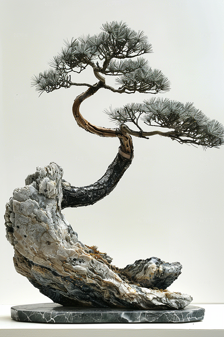 黑松盆景庭院文化摄影图
