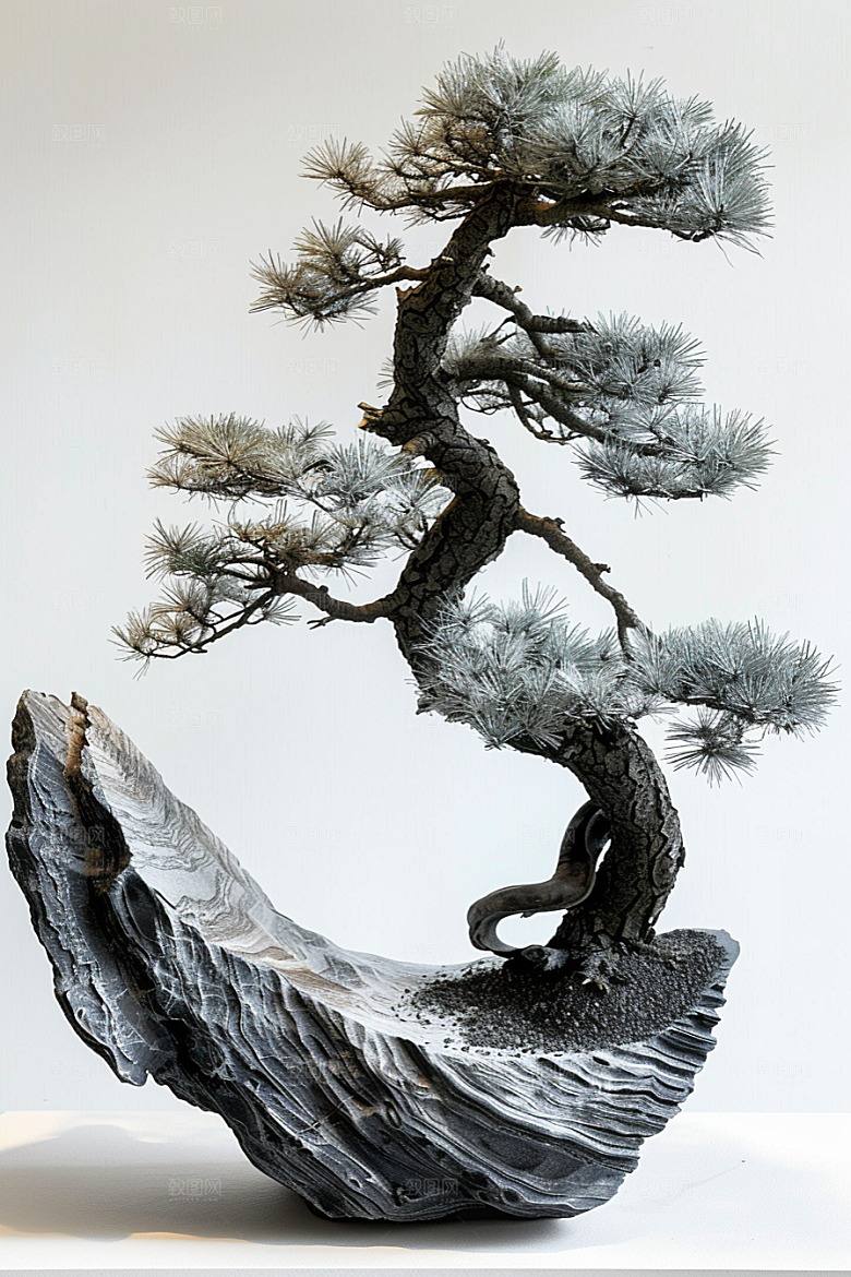 黑松盆景装饰庭院摄影图