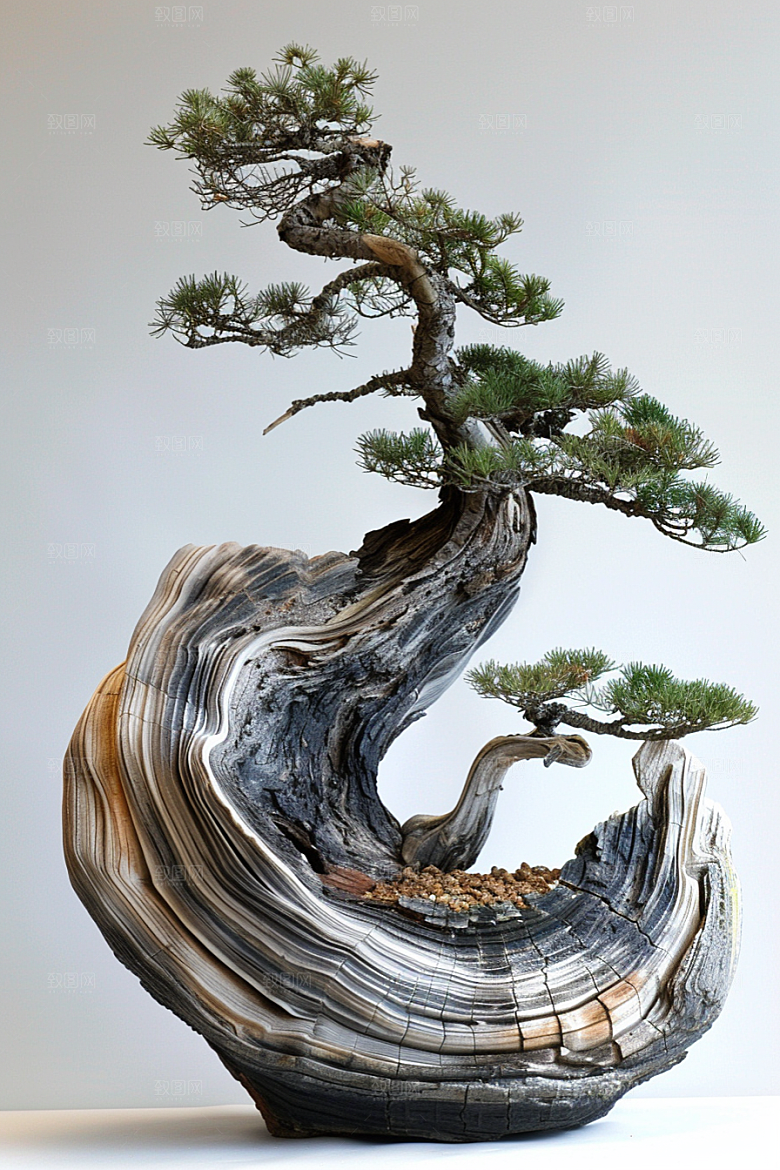 黑松盆景自然中式摄影图