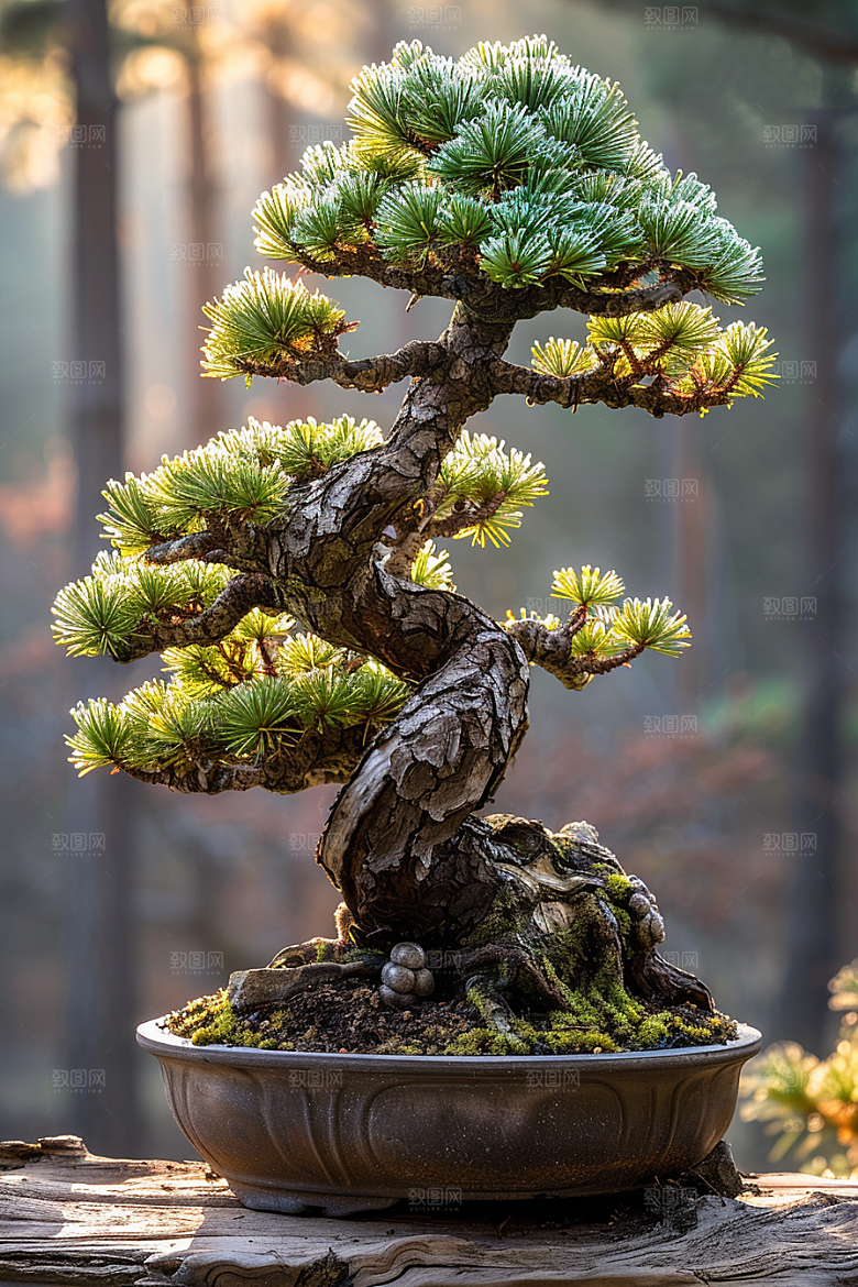 黑松盆景优雅雅致摄影图
