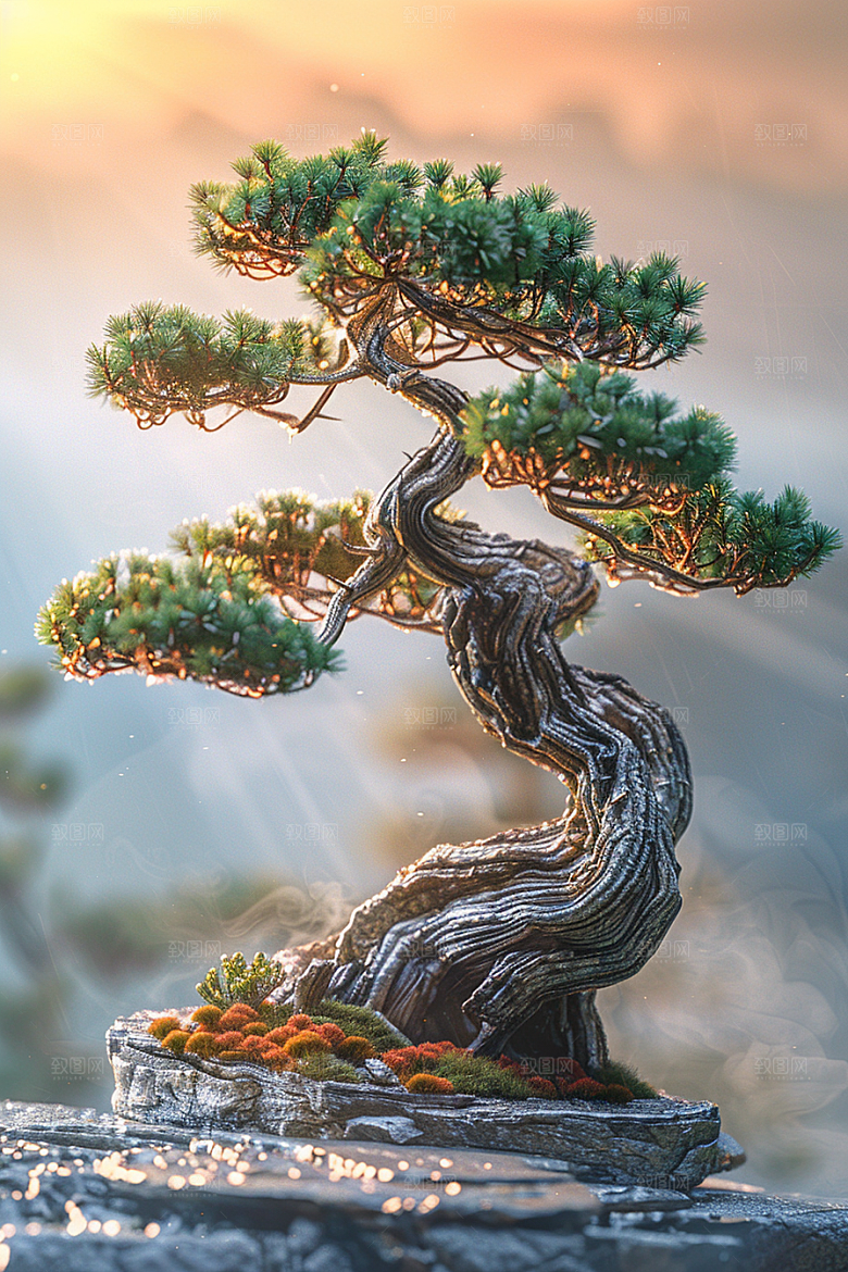 黑松盆景文化自然摄影图