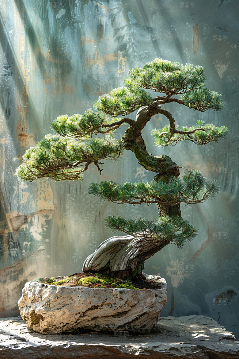 黑松盆景中国风高雅摄影图