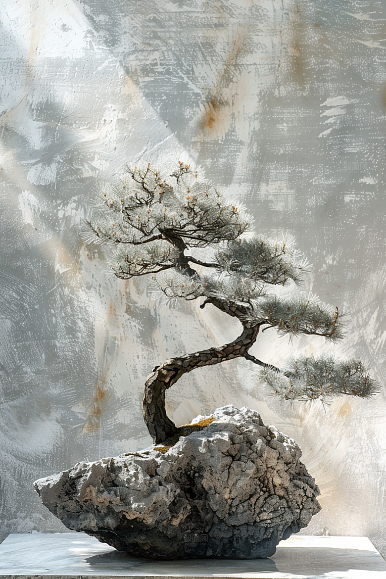 黑松盆景装饰雅致摄影图