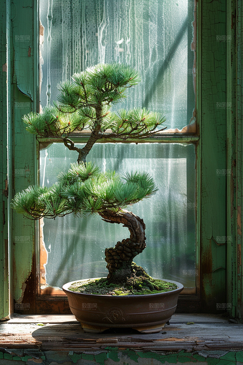 黑松盆景雅致高雅摄影图