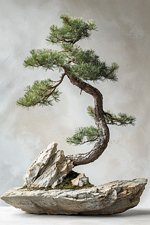 黑松盆景文化庭院摄影图