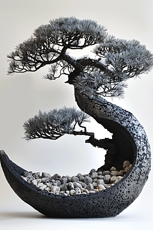 黑松盆景自然优雅摄影图