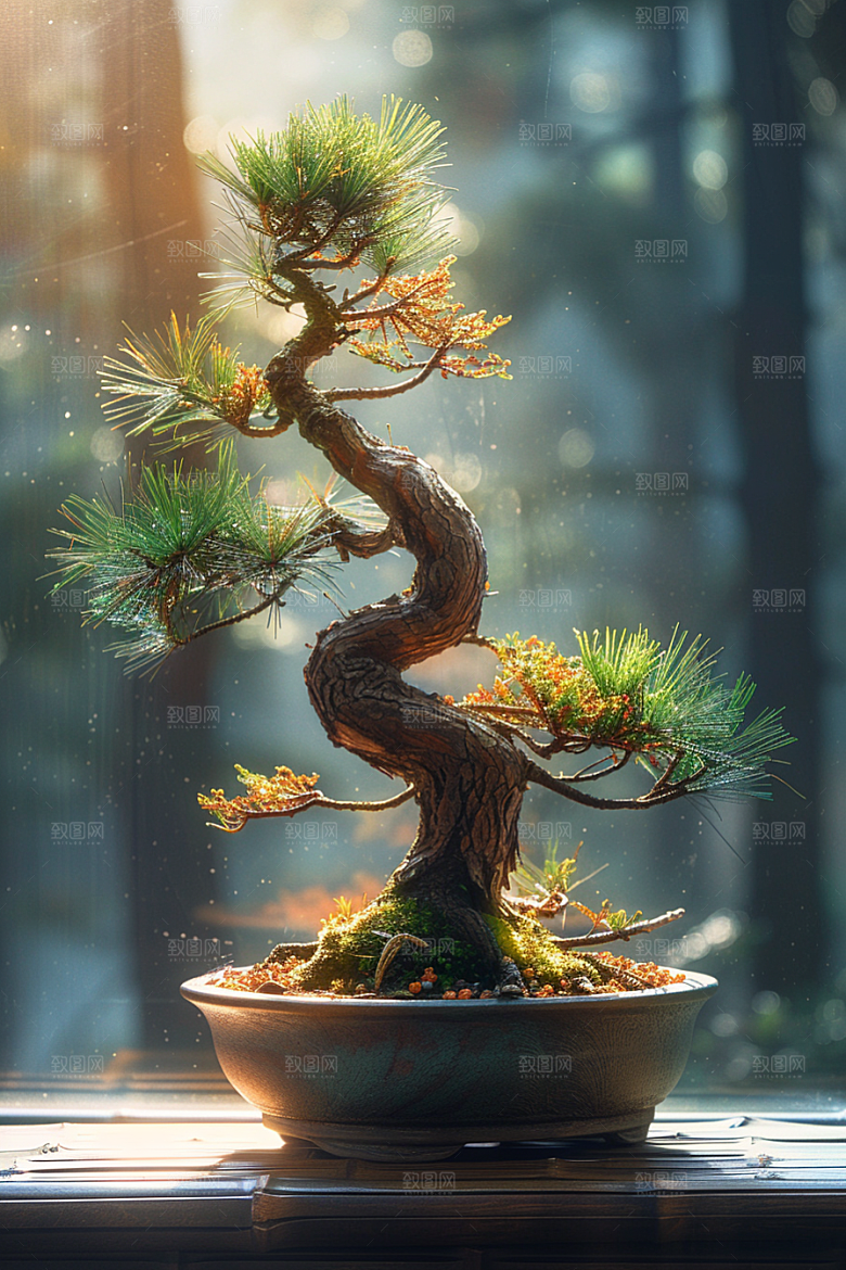 黑松盆景日式中式摄影图