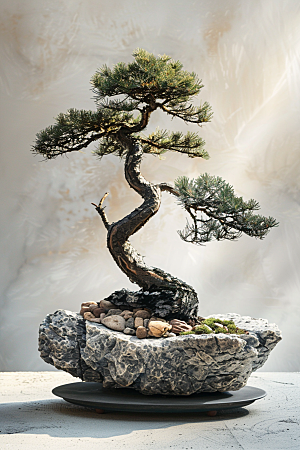 黑松盆景植物高清摄影图