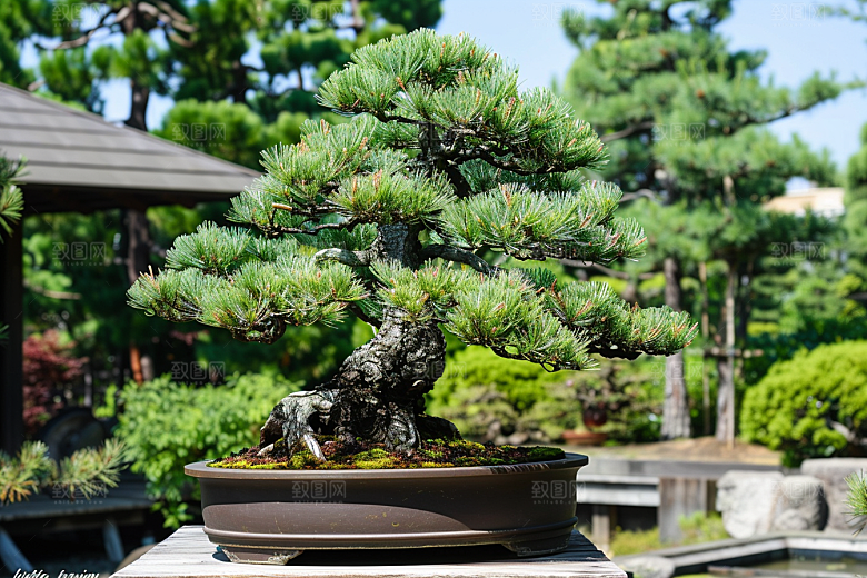 黑松盆景高雅植物摄影图