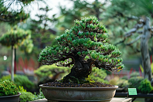 黑松盆景自然植物摄影图
