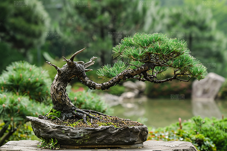 黑松盆景雅致高清摄影图