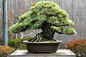 黑松盆景自然植物摄影图
