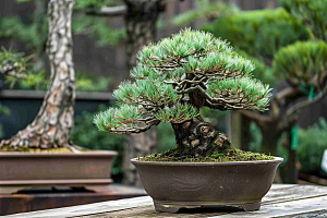 黑松盆景庭院文化摄影图