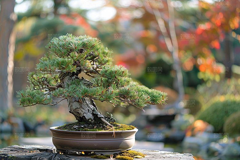 黑松盆景文化植物摄影图