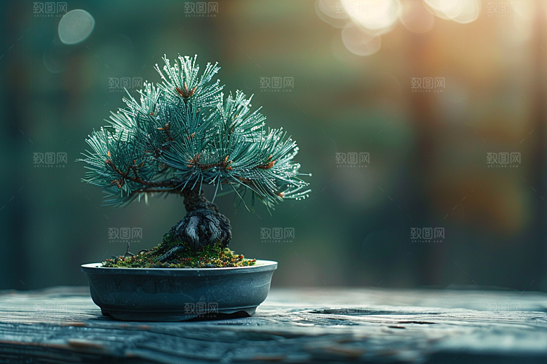 黑松盆景高雅雅致摄影图