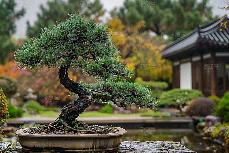 黑松盆景中国风中式摄影图