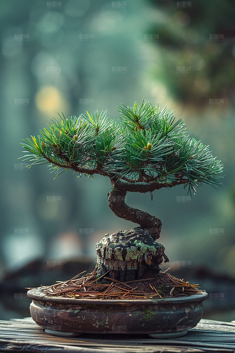 黑松盆景文化自然摄影图