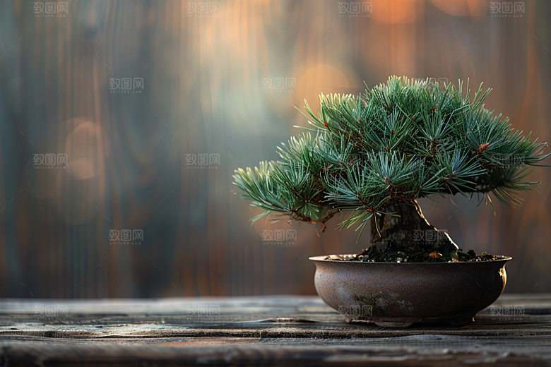 黑松盆景中式自然摄影图