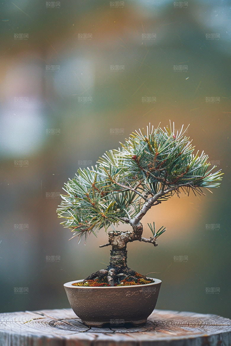 黑松盆景庭院文化摄影图