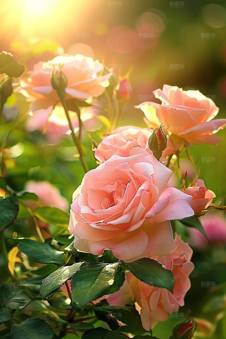 月季花繁花复古素材
