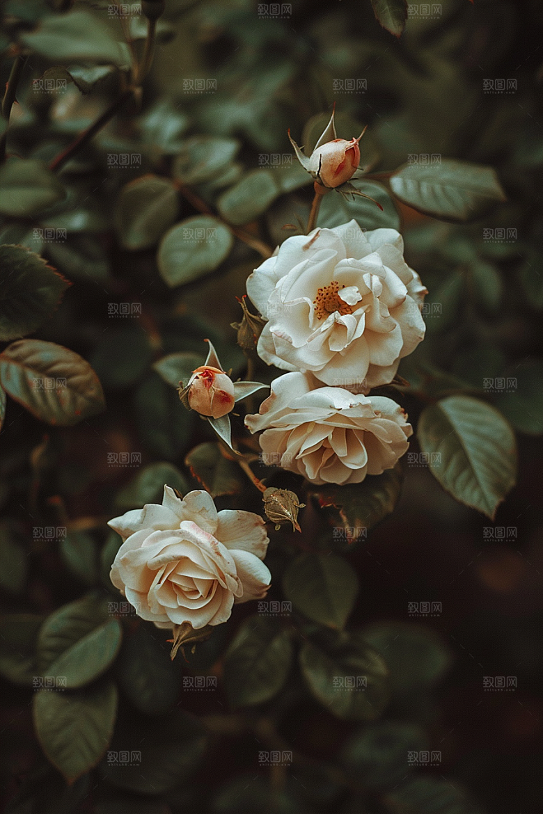 月季花蔷薇复古素材