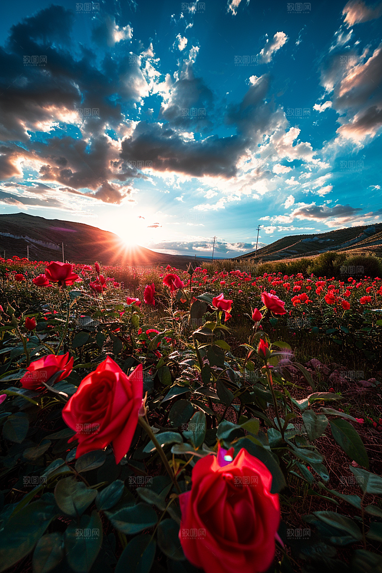 月季花花朵复古素材
